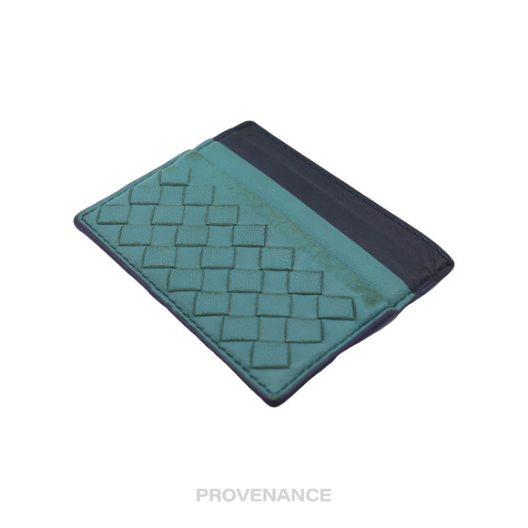🔴 Bottega Veneta Card Holder Wallet - Blue Intrecciato - Picture 5 of 6